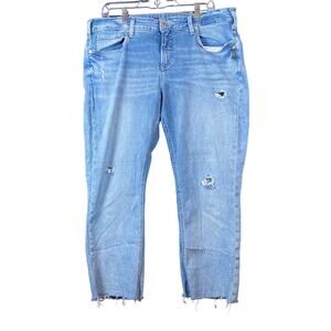 Silver Womens Jeans Blue Elyse Straight Crop Distress Raw Hems Stretch 36x29